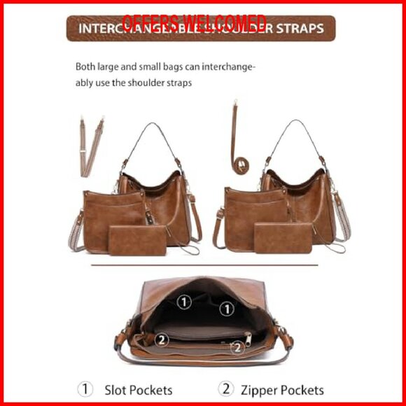 3-Piece Leather Purse Set with Wallet, Crossbody & Tote Bags - Picture 6 of 8